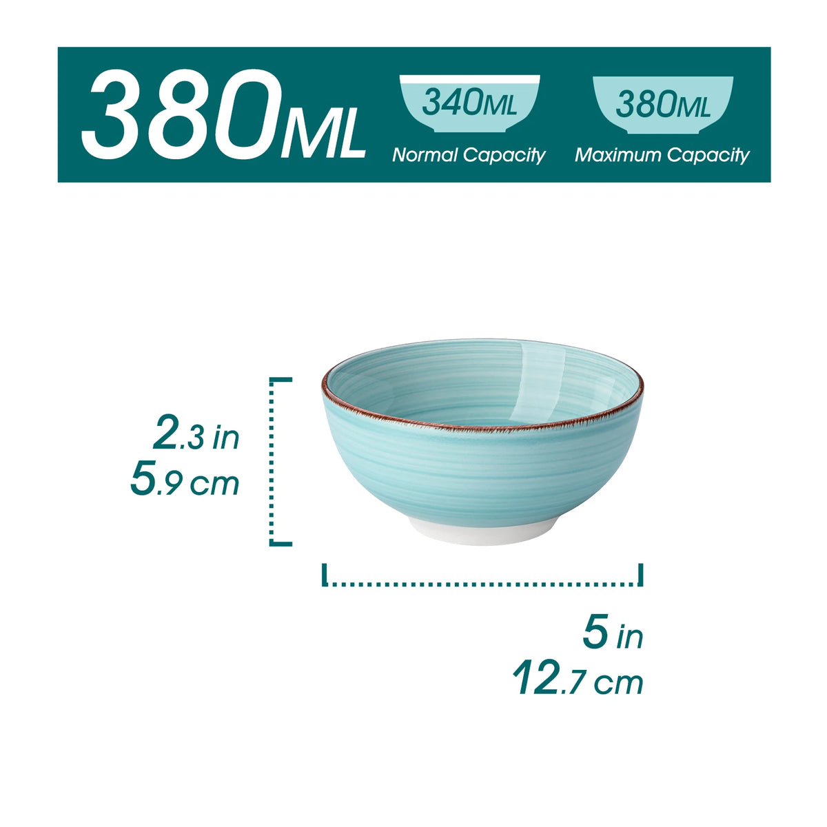 Vancasso Bonita 6-Piece 380ML/820ML Porcelain Vintage Handpainted Ceramic Soup/Mixing/Fruit/Noodle/Ramen Large Serving Bowl Set