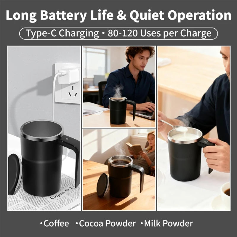 380ML Electric Coffee Self Mixing Mug IP67 Waterproof Coffee Stirring Mug USB Charging Digital Display Automatic Magnetic Cup