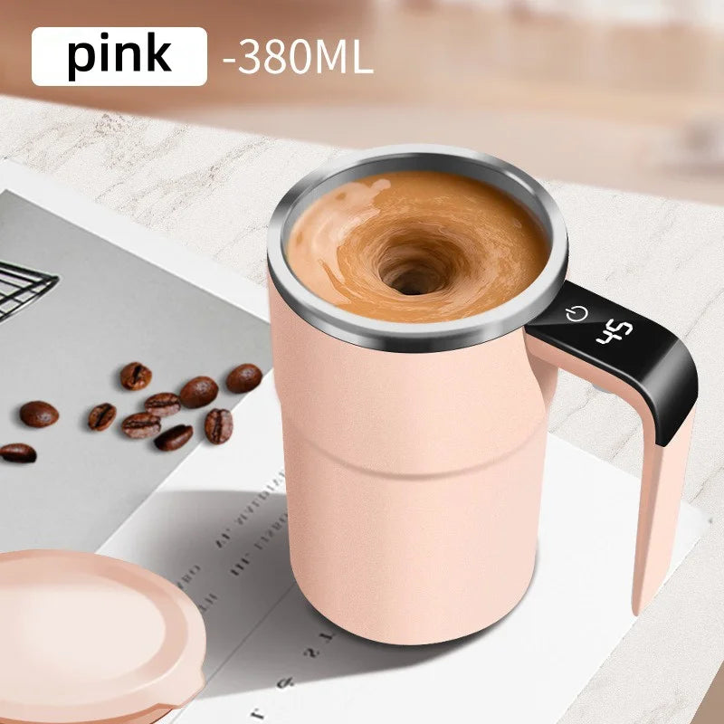 380ML Electric Coffee Self Mixing Mug IP67 Waterproof Coffee Stirring Mug USB Charging Digital Display Automatic Magnetic Cup