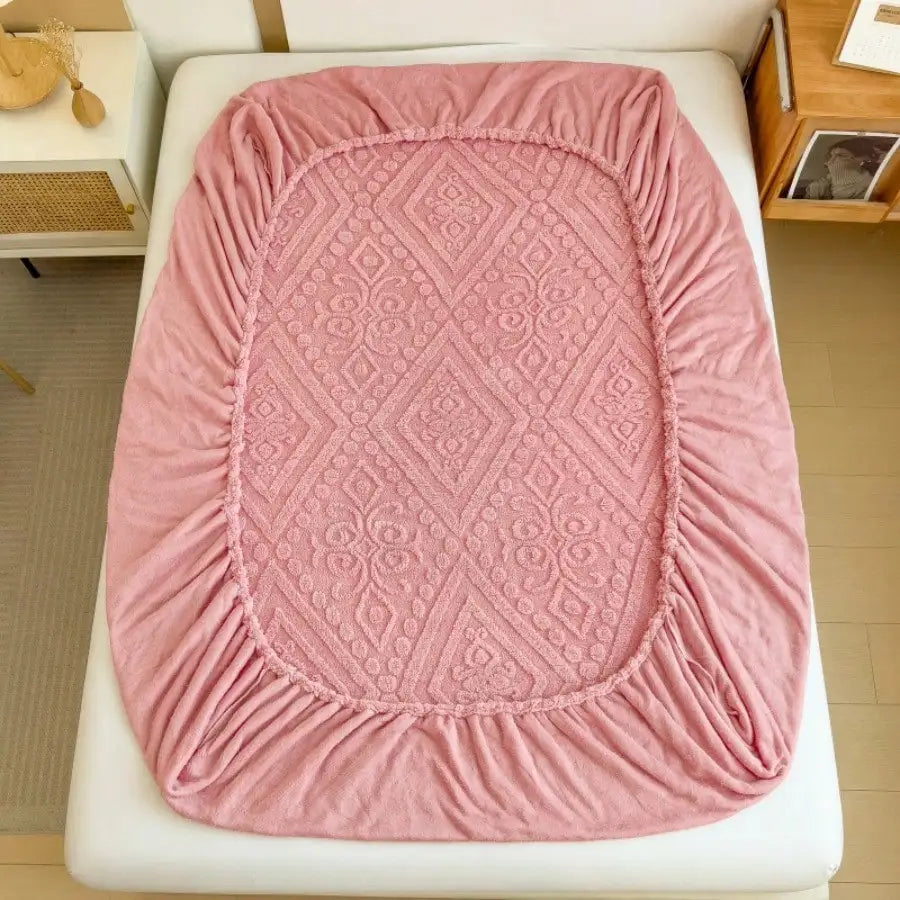 Vintage European Floral Pattern Velvet Fitted Sheet, Extra Deep Pocket Fits 6-12 Inch Mattress