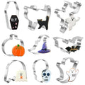 9 Pieces Halloween Cookie Cutters Set for Baking with Ghost Bat Cat Pumpkin Skull Coffin and Witch's Hat Shapes Ideal for Craft
