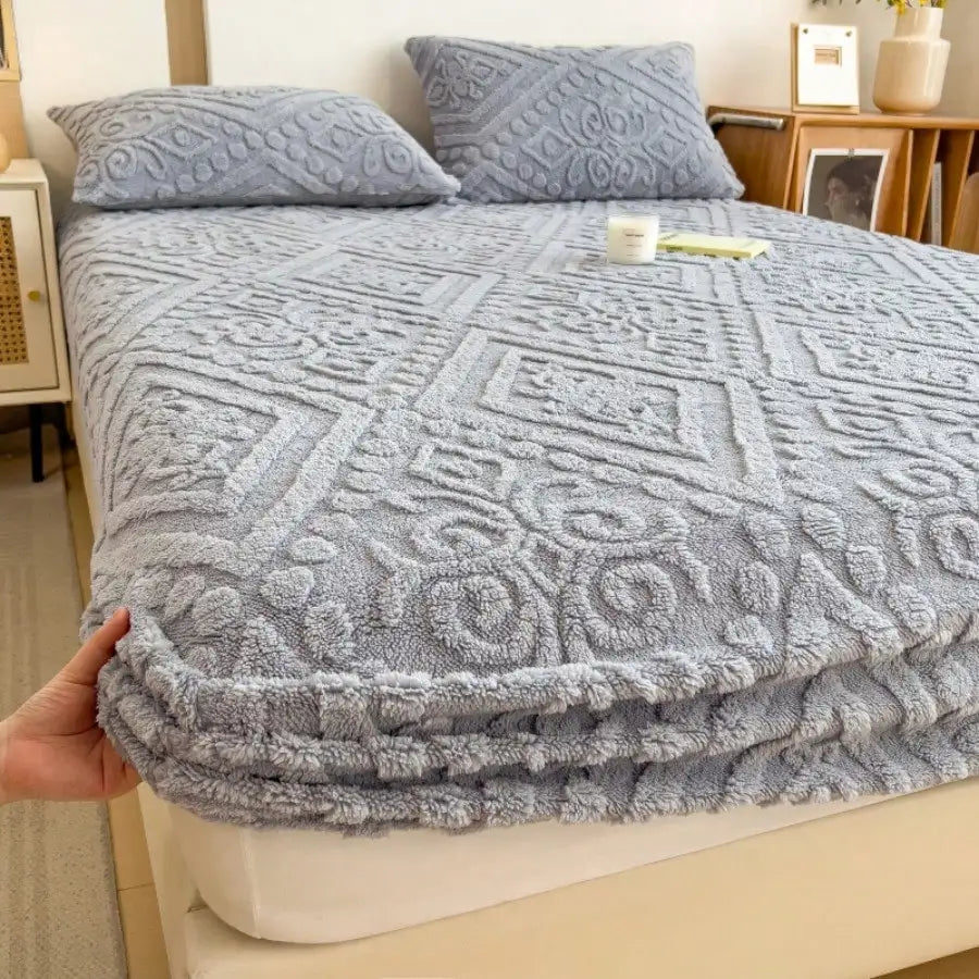 Vintage European Floral Pattern Velvet Fitted Sheet, Extra Deep Pocket Fits 6-12 Inch Mattress